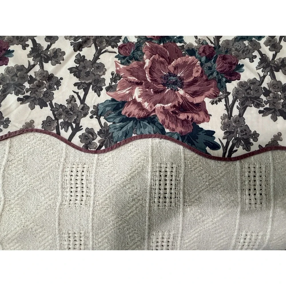 Vtg Floral King Flat Sheet Victorian Dark Romantic Percale Windsor 1989‎